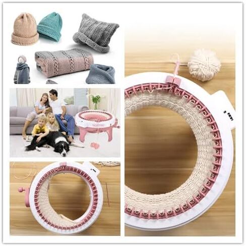 الة حياكة بـ 48 ابرة، لوح حياكة دوار من بلاستيك باياو بتصميم دائري مزدوج للحياكة والوشاح والقبعات والجوارب والقفازات والعاب للبالغين والاطفال in Kuwait