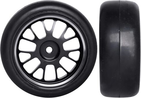 AllinRC PreGlued Aluminum 12mm Hex RC Wheels and Tires OD 2.56" for 1/10 On-Road Touring Car RC Drift Car, Set of 4 (Edition C) in Kuwait