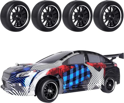 AllinRC PreGlued Aluminum 12mm Hex RC Wheels and Tires OD 2.56" for 1/10 On-Road Touring Car RC Drift Car, Set of 4 (Edition C) in Kuwait