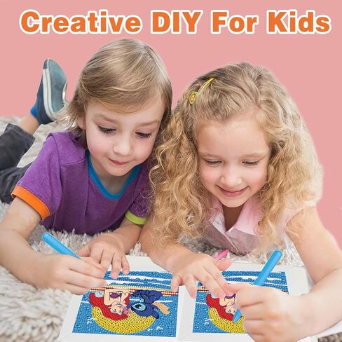 igoodom غرزة الماس مجموعات الطلاء للأطفال مع الإطار، غرزة والأميرة الماس الفن للأطفال الذين تتراوح أعمارهم بين 4-8-12، من السهل الاطفال كبيرة جوهرة الفن الماس اللوحة عدة هدية لديكور جدار المنزل 6x6inch in Kuwait