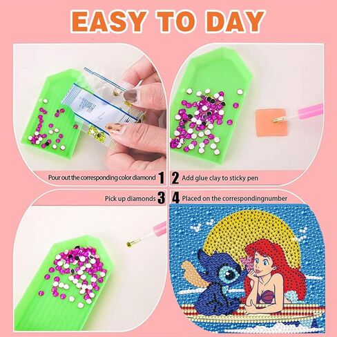 igoodom غرزة الماس مجموعات الطلاء للأطفال مع الإطار، غرزة والأميرة الماس الفن للأطفال الذين تتراوح أعمارهم بين 4-8-12، من السهل الاطفال كبيرة جوهرة الفن الماس اللوحة عدة هدية لديكور جدار المنزل 6x6inch in Kuwait