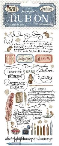 Stamperia International Vintage Library Huge Bundle: 12" X 12" Paper Pad + 12" x 12" Backgrounds Paper Pad + Collectables Paper 6"X12" + Die-Cuts + Ephemera + 2 Packs of Rub-Ons in Kuwait