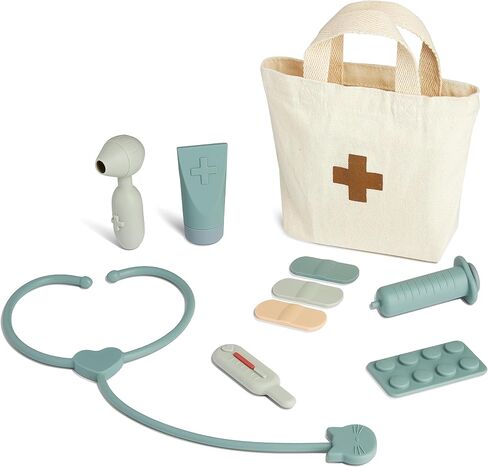 Kids Doctor Playset with Medical Storage Bag – Food-Safe BPA-Free Silicone 10 PCS Kids Doctor Kit – Pretend Play Doctor Kit for Toddlers 1-3 (Green) in Saudi Arabia