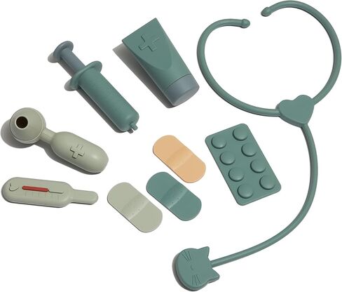 Kids Doctor Playset with Medical Storage Bag – Food-Safe BPA-Free Silicone 10 PCS Kids Doctor Kit – Pretend Play Doctor Kit for Toddlers 1-3 (Green) in Saudi Arabia