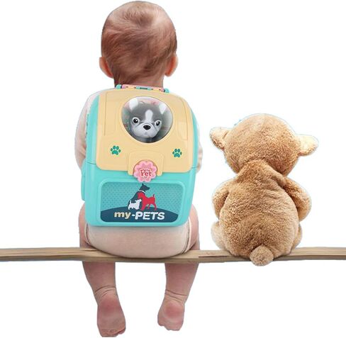 Pet Cat Carrier Backpack Toy Kids Pretend Doctor Kit Play Veterinary Set with 17 Pieces - Includes Pet Puppy and Kitten Care Toys, for Boys and Girls Aged 3-6 in Kuwait