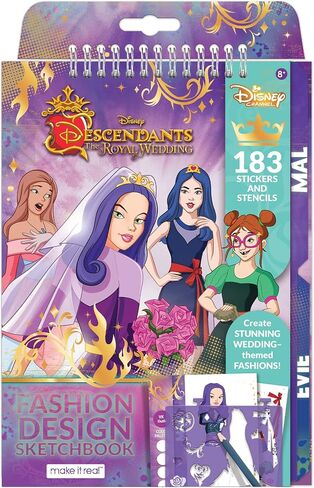 Make It Real - Disney Descendants Royal Wedding Sketchbook - Fashion Design Drawing & Coloring Book for Girls - Includes Descendants Royal Wedding Sketch Pages, Stencils, Stickers & Design in Saudi Arabia