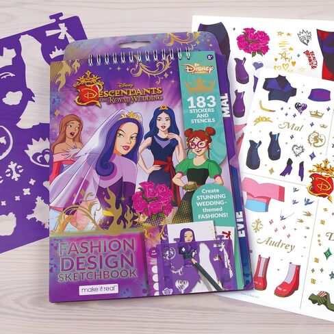 Make It Real - Disney Descendants Royal Wedding Sketchbook - Fashion Design Drawing & Coloring Book for Girls - Includes Descendants Royal Wedding Sketch Pages, Stencils, Stickers & Design in Saudi Arabia