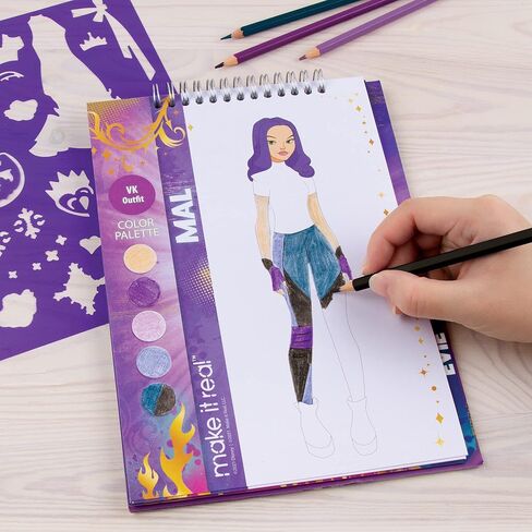Make It Real - Disney Descendants Royal Wedding Sketchbook - Fashion Design Drawing & Coloring Book for Girls - Includes Descendants Royal Wedding Sketch Pages, Stencils, Stickers & Design in Saudi Arabia