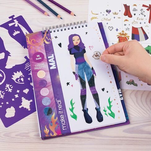 Make It Real - Disney Descendants Royal Wedding Sketchbook - Fashion Design Drawing & Coloring Book for Girls - Includes Descendants Royal Wedding Sketch Pages, Stencils, Stickers & Design in Saudi Arabia