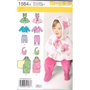 Simplicity 1564 Baby Clothes, Bib, and Blanket Sewing Patterns, Sizes XXS-L in Kuwait