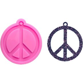 Shiny Glossy Peace Sign Shape Silicone Molds for DIY Craft Keychain Polymer Clay Mold Necklace Epoxy Pendant Jewellery Resin Crafting Making Backpack Cake Decoration Fondant Mould in Saudi Arabia