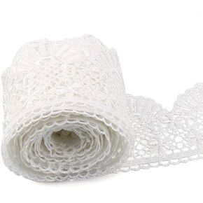 URBEST Lace Trim Fan Tail Durable Polyester Eyelet Lace Ribbon Embroidered Applique for Home Decor DIY Sewing Craft, 2.7 Inch Wide (White, 3 Yard)