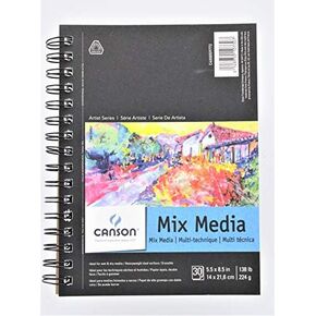 3-Pack - Canson Artist Series Mix Media Paper Pad for Wet or Dry Media, Dual Surface- Fine or Medium, Side Wire Bound, 138 Pound, 5.5 x 8.5 inch, 30 Sheets Each in Kuwait