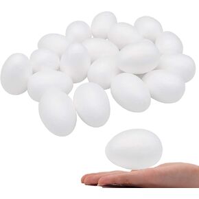 Crafare 40 Pack 2.75 Inch White Craft Foam Eggs Smooth for Easter Christmas Halloween Holiday Crafts Making Handmade DIY Painting School Projects