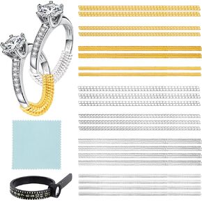 أداة ضبط حجم الحلقة للحلقات السائبة، 22 قطعة من واقيات الحلقات غير المرئية، 4 أحجام من حلقات السيليكون لشد المجوهرات، موصل ضبط الحلقة مع أداة قياس حجم الحلقة الزجاجية المكبرة وقطعة قماش تلميع in Kuwait