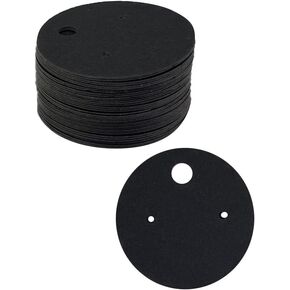 TIAMALL 200 PCS 4cm Diameter Round Earring Display Cards Kraft Paper Earrings Tags Ear Stud Earring Card (Black)