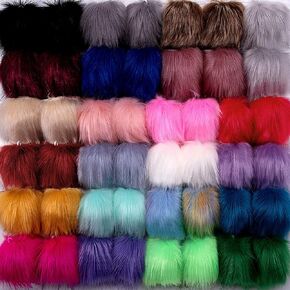 SIQUK 46 Pieces Faux Fur Pom Pom Balls DIY Faux Fox Fur Fluffy Pom Pom with Elastic Loop for Hats Scarves Gloves Bags Accessories(23 Mild Colors, 2 Pcs for Each Color)