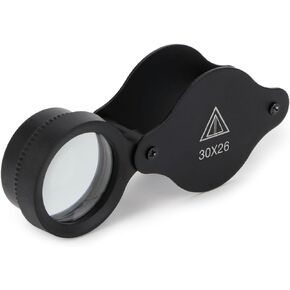 Pocket Folding Magnifying Glass 30X 26MM Jewelry Eye Loupe Hand Lens Magnifier for Gemstone Jewelry Coin Stamp