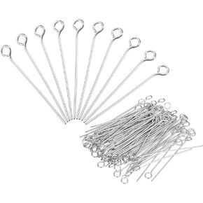 MECCANIXITY 1000Pcs Eye Pins Jewelry Findings 22 Gauge 26mm Iron Eye Pins for Jewelry Making DIY Craft Necklaces Bracelets Earrings 22 Gauge 3.2mm Head Pins Dark Gray