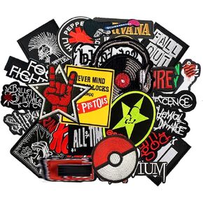 رقعة معنويات HARINI، 25 قطعة/الوحدة موسيقى الروك باند المطرزة للملابس وحقائب الظهر وقبعة متنوعة نمط الشرير الجمجمة الحديد على الرقع ملصقات شارة مطرزة خطوط مزخرفة (أ) in Kuwait