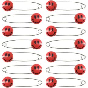 30 Pcs Diaper Pins Cute Smile Face Nappy Pins Plastic Head Safety Pins for DIY Craft Fabric Diapers Garment Repair (Blue)
