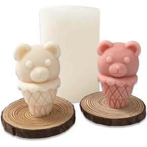 Cestony 3D Ice Cream Bear Candle Silicone Molds for Making Candle Resin Pillar Aromatherapy Candles Wax Soap Flower Specimen Clay Craft in Kuwait