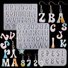 3 Pcs Letter Resin Mold Number Mold Alphabet Resin Mold Clay Mold Jewelry Resin Casting Mold Candle Making Molds Craft Supplies 3D Mold Silicone Mold for Resin Casting Mold