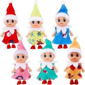 Cagemoga 6 Pack Christmas Baby Elf Dolls Xmas Mini Baby Girl Elf Dolls Miniature Newborn Elf Dolls in Dresses for Baby Advent Christmas Holiday in Saudi Arabia