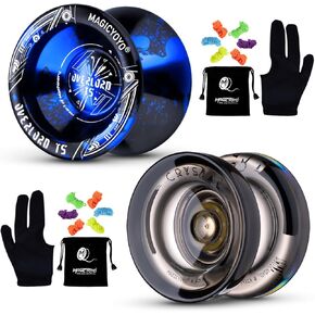 MAGICYOYO Pack of 2 Yoyos, Y03 Pro Unresponsive Yoyo + K2 Responsive Yoyo +12 Yoyo Strings + Replacement Unresponsive Bearings Kit +Yoyo Storage Case 2-Hole