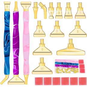 DoreenBow 21Pcs Diamond Art Painting Metal Tips Screw Thread Tips Diamond Art Painting Pen Accessories Multi Placer Tips 5D Diamond Art Painting Tools with 6 Clay, Gold