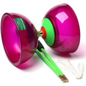 مجموعة ديابولو يويو الصينية بخمس محامل من بودي ريذم مع عصي من الألياف الزجاجية - أوتار قابلة للتعديل لجميع الأعمار - الأفضل للياقة البدنية والخدع (أرجواني) in Kuwait