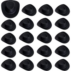 50 Pieces Mini Western Cowboy Cowgirl Hat Plastic Miniature Western Hat Doll Hat Mini Western Hats for Crafts Doll Dress Up