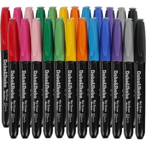 Dabo&Shobo Wet Erase Markers, 48-Count Smudge-Free Markers, 12 Colors Fine Tip, Erases with water! Wet-Erase Low Odor Marker For Office, School And Home