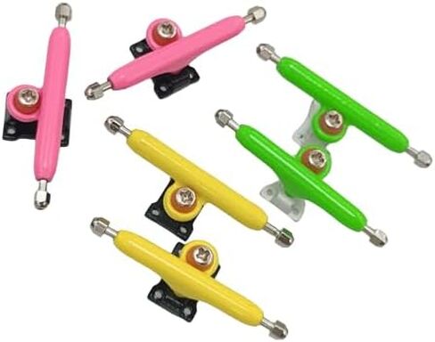 LEEFAI 6pcs Pro Fingerboard Trucks 34mm Wide-Standard Shape G1 -Inveted Kingpin-Finger Mini Skateboard Truck with Screws and Tool - Single Axles Without Spacer-Pink&Green&Yellow in Saudi Arabia