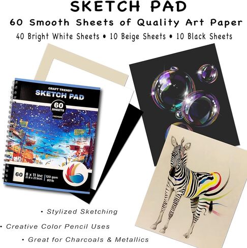 مجموعة فنية رسم 2 في 1 من كرافت تريندي 75 ورقة خدش، كتاب تلوين، 3 كراسات رسم ملونة، كراسة رسم صغيرة للمبتدئين والمحترفين: الاطفال والمراهقين والكبار. برنامج تعليمي للجميع in Kuwait