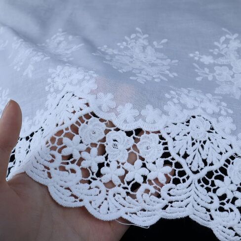 Eyelet Lace Trim 4.8 Yards 6 Inch Wide White Cotton Lace Ribbon Embroidery Ruffle Craft Lace for Sewing, Baby Clothes, Pets Clothes in Kuwait
