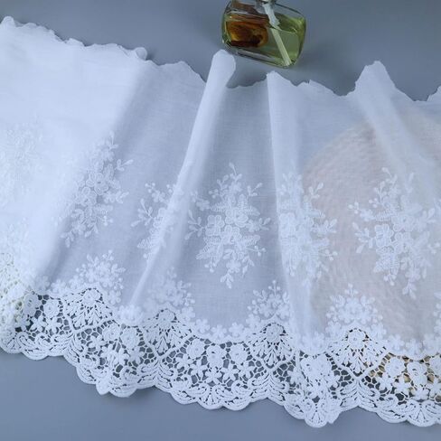 Eyelet Lace Trim 4.8 Yards 6 Inch Wide White Cotton Lace Ribbon Embroidery Ruffle Craft Lace for Sewing, Baby Clothes, Pets Clothes in Kuwait
