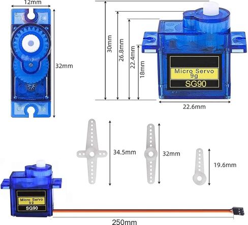WST Tower P SG90 9G Micro Servo 180° Mini Servo Motor for RC Airplane Boat Car Helicopter Robot Controls Arm/Hand/Walking x 5 PCS in Kuwait