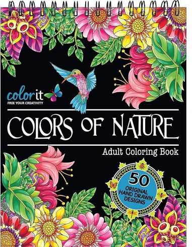 ColorIt Colors of Nature Adult Coloring Book - Features 50 Original Hand Drawn Nature Inspired Designs Printed on Artist Quality Paper with Hardback ... Binding, Perforated Pages, and Bonus Blotter in Saudi Arabia