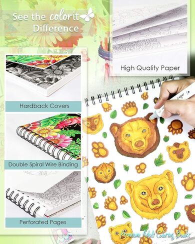 ColorIt Colors of Nature Adult Coloring Book - Features 50 Original Hand Drawn Nature Inspired Designs Printed on Artist Quality Paper with Hardback ... Binding, Perforated Pages, and Bonus Blotter in Saudi Arabia