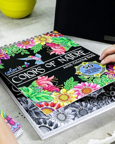 ColorIt Colors of Nature Adult Coloring Book - Features 50 Original Hand Drawn Nature Inspired Designs Printed on Artist Quality Paper with Hardback ... Binding, Perforated Pages, and Bonus Blotter in Saudi Arabia