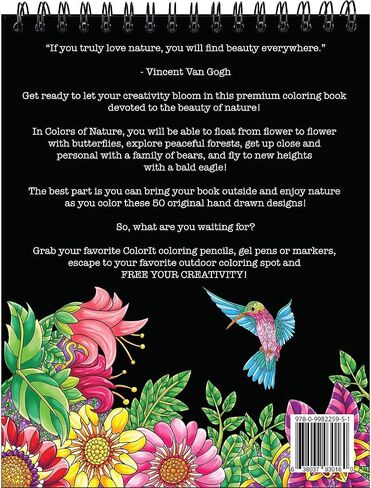 ColorIt Colors of Nature Adult Coloring Book - Features 50 Original Hand Drawn Nature Inspired Designs Printed on Artist Quality Paper with Hardback ... Binding, Perforated Pages, and Bonus Blotter in Saudi Arabia