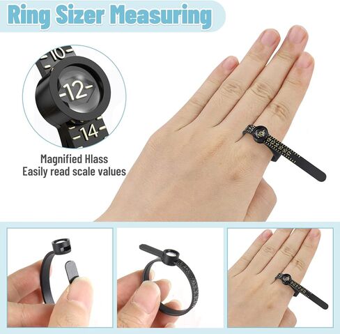 أداة ضبط حجم الحلقة للحلقات السائبة، 22 قطعة من واقيات الحلقات غير المرئية، 4 أحجام من حلقات السيليكون لشد المجوهرات، موصل ضبط الحلقة مع أداة قياس حجم الحلقة الزجاجية المكبرة وقطعة قماش تلميع in Kuwait