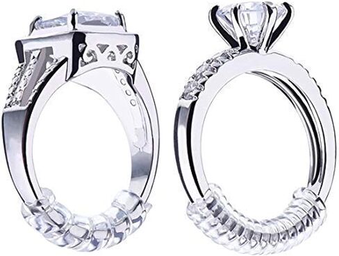 Invisible Ring Size Adjuster for Loose Rings, Clear Silicone Ring Guard, Ring Sizer, Jewelry Spacer, Soft Spiral Ring Tightener Set, 4 Sizes Fit for Any Rings, 4inch 10cm, 16PCS in Saudi Arabia