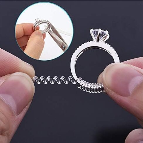 Invisible Ring Size Adjuster for Loose Rings, Clear Silicone Ring Guard, Ring Sizer, Jewelry Spacer, Soft Spiral Ring Tightener Set, 4 Sizes Fit for Any Rings, 4inch 10cm, 16PCS in Saudi Arabia