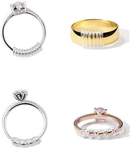 Invisible Ring Size Adjuster for Loose Rings, Clear Silicone Ring Guard, Ring Sizer, Jewelry Spacer, Soft Spiral Ring Tightener Set, 4 Sizes Fit for Any Rings, 4inch 10cm, 16PCS in Saudi Arabia