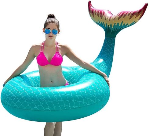 Jasonwell Giant Inflatable Mermaid Tail Pool Float with Fast Valves Pool Floaties Tube Summer Beach Swimming Pool Party Lounge Raft Water Floaty Decorations Toys for Adults Kids Pink L in Kuwait