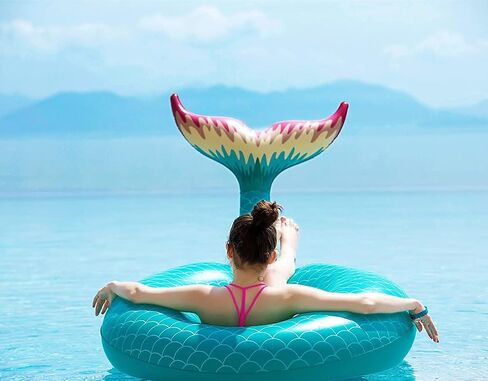 Jasonwell Giant Inflatable Mermaid Tail Pool Float with Fast Valves Pool Floaties Tube Summer Beach Swimming Pool Party Lounge Raft Water Floaty Decorations Toys for Adults Kids Pink L in Kuwait