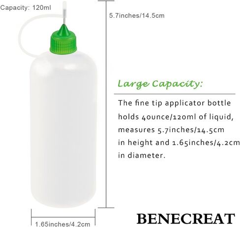 BENECREAT 12 Pack 4 Ounce Multi Purpose DIY Precision Tip Applicator Bottles Set with Plastic Droppers and Funnels - Halloween Liquid, Tie Dye Crafts, DIY Quilling, Glue Applicator, Oiler Bottle in Saudi Arabia