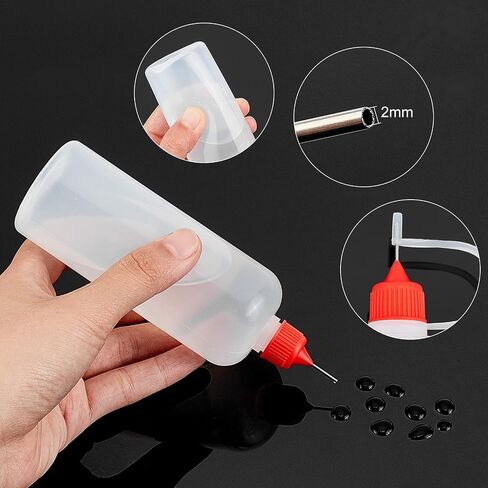 BENECREAT 12 Pack 4 Ounce Multi Purpose DIY Precision Tip Applicator Bottles Set with Plastic Droppers and Funnels - Halloween Liquid, Tie Dye Crafts, DIY Quilling, Glue Applicator, Oiler Bottle in Saudi Arabia